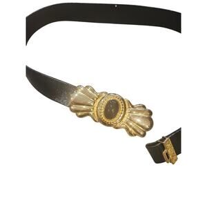 Vintage Dotty Smith womens belt Gold Tone clip Buckle Iconic Black Stone classic
